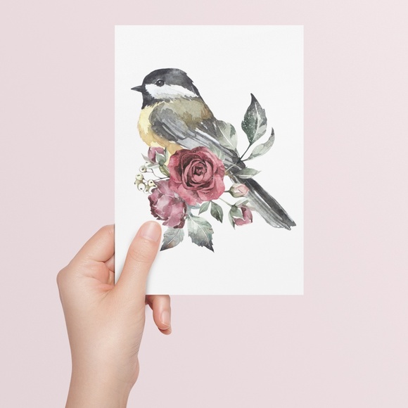 Chickadee Bird Wall Art Print Poster Illustration Unframed - Picture 5 of 10